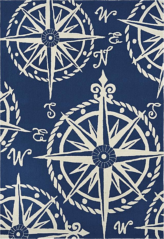 Mariner Isle Blue 7'10 Round Indoor/Outdoor Rug - Thumbnail - Image 1