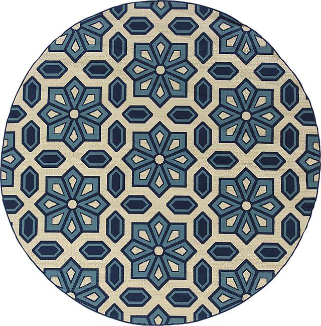 Marisela Blue 7'10 Round Indoor/Outdoor Rug - Thumbnail - Image 1