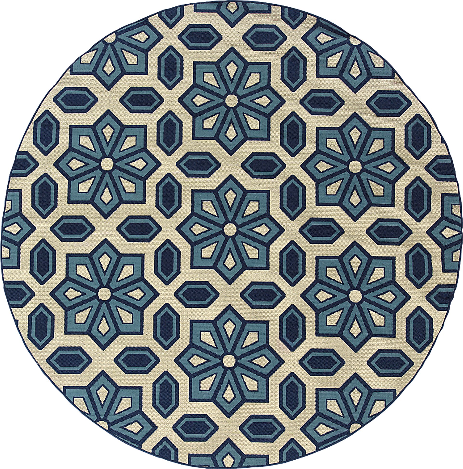 Marisela Blue 7'10 Round Indoor/Outdoor Rug - Image 1