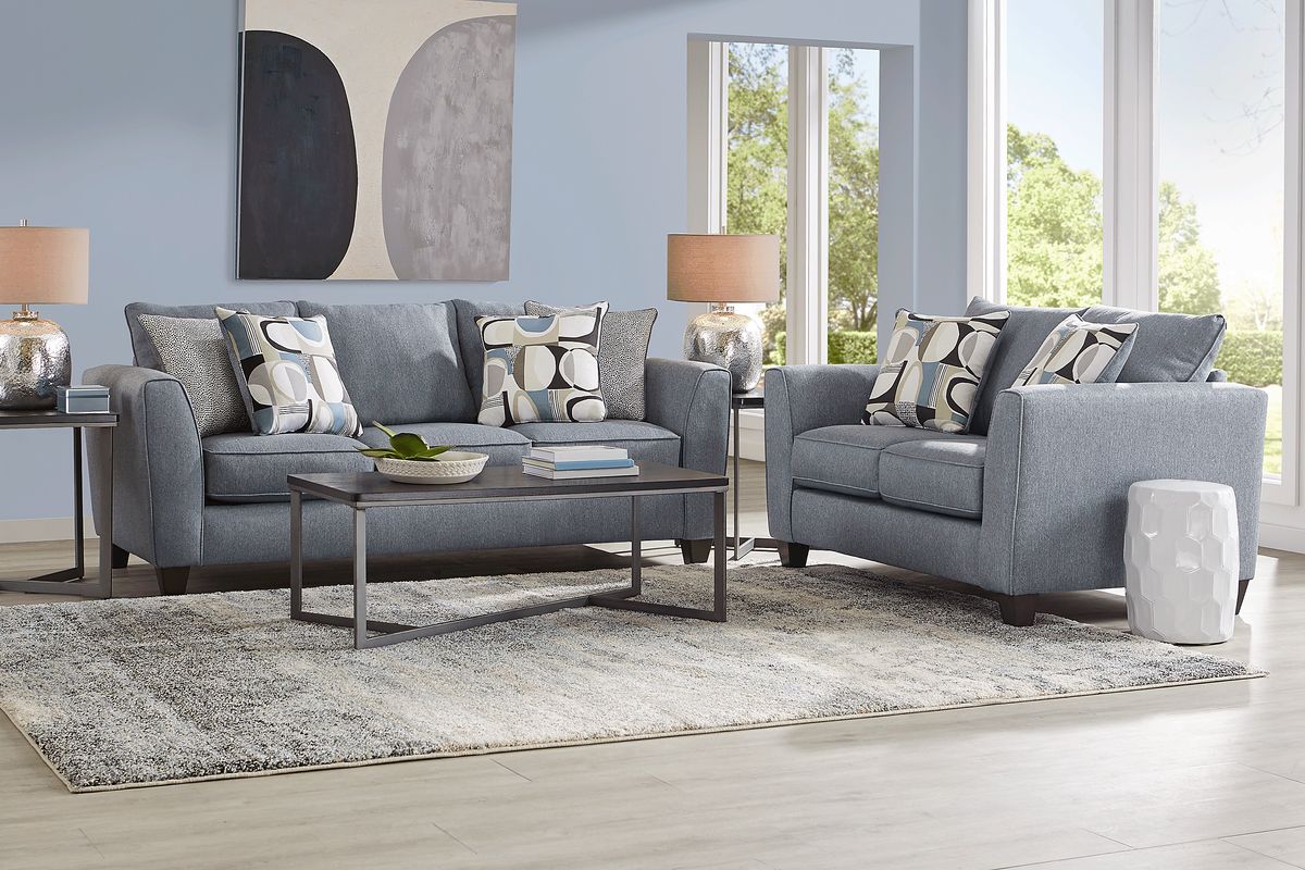 Marisol Bay 7 Pc Gray Woven Living Room Set With Sofa, Loveseat, 3 Pc ...