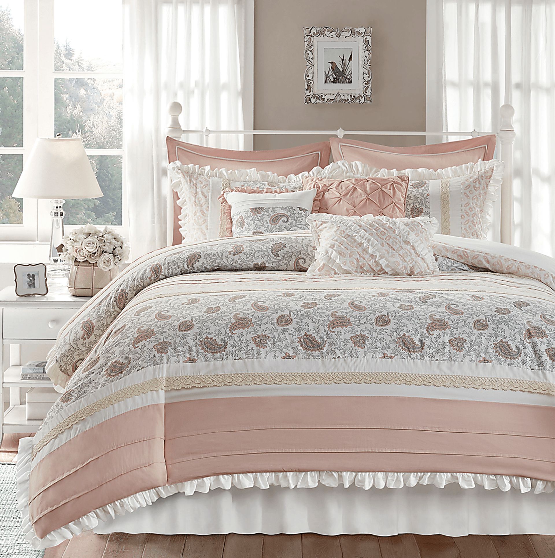 Marjory Blush 9 Pc Queen Comforter Set - Image 2