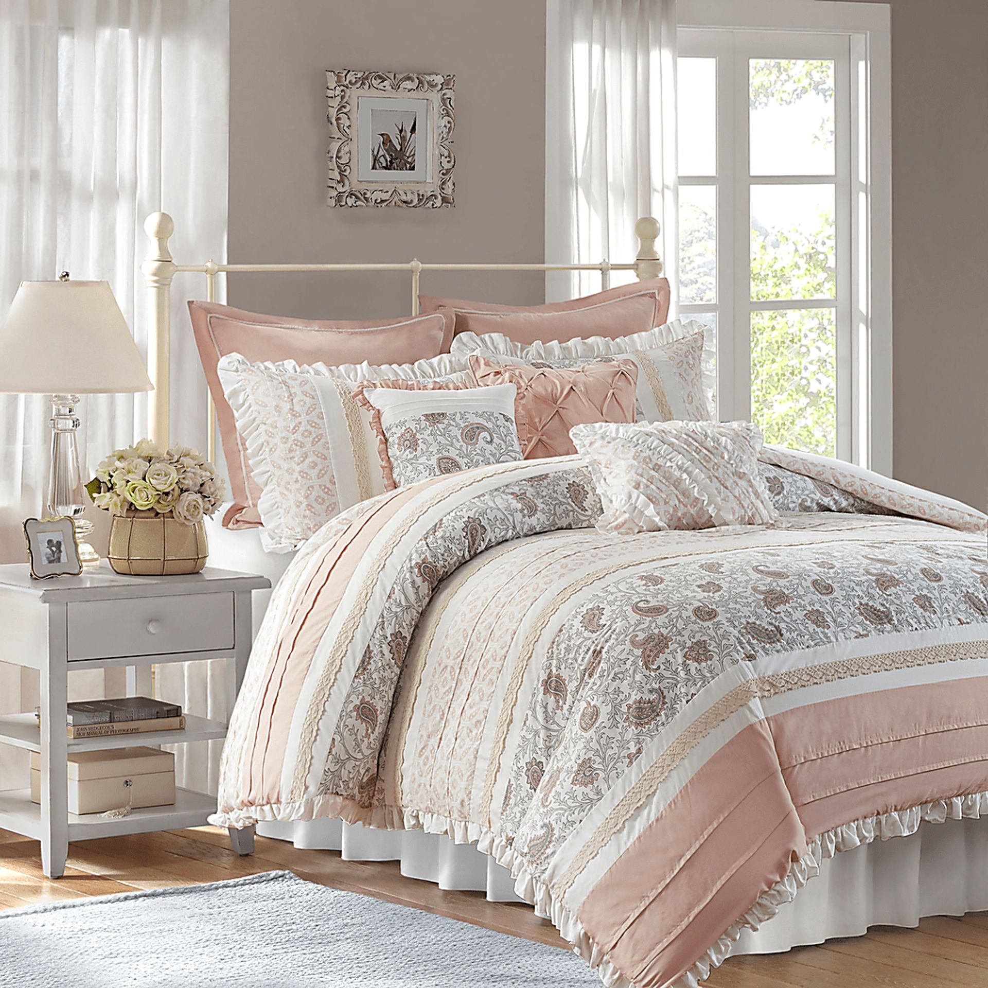 Marjory Blush 9 Pc Queen Comforter Set - Image 1