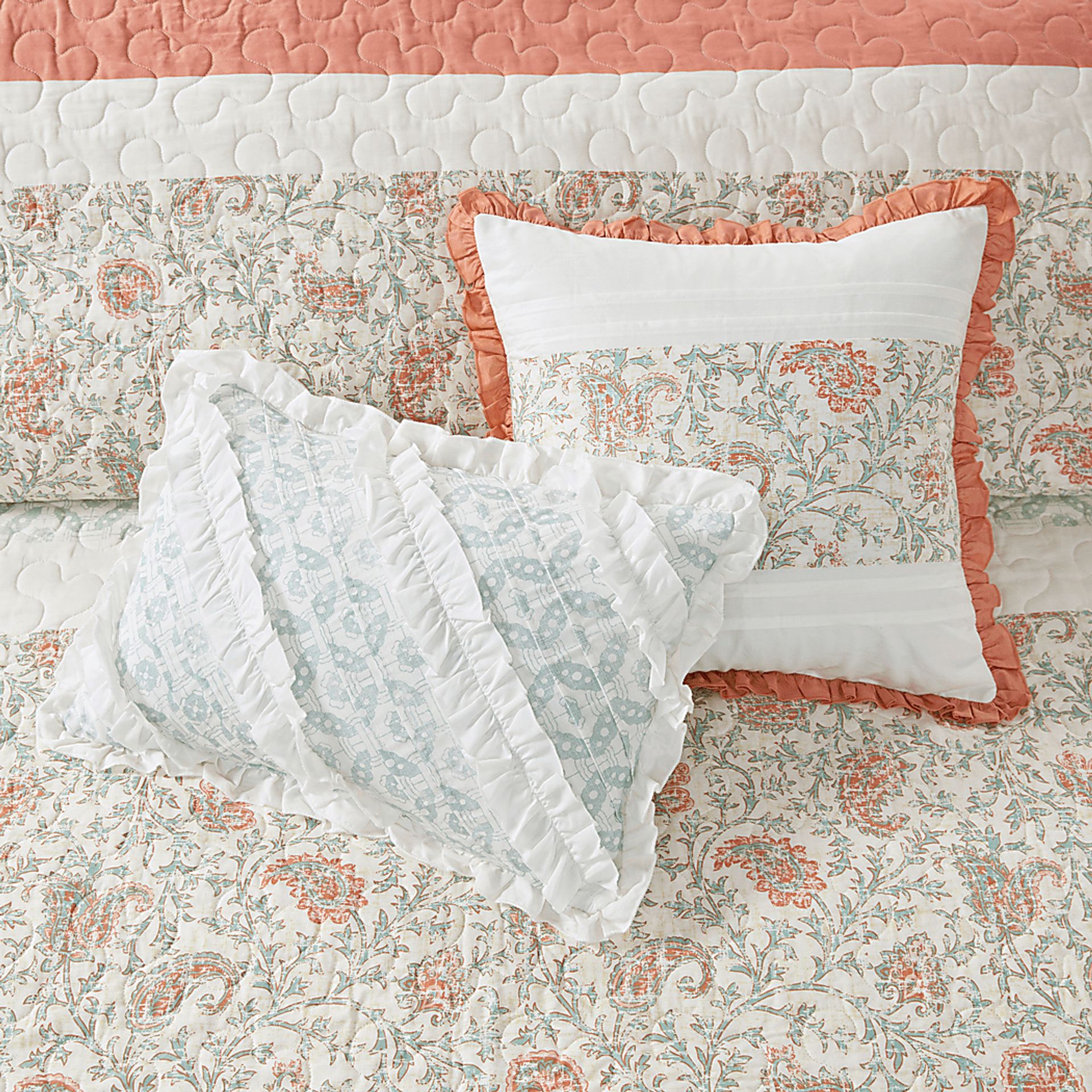 Marjory Coral 6 Pc Full/Queen Quilt Set - Image 10