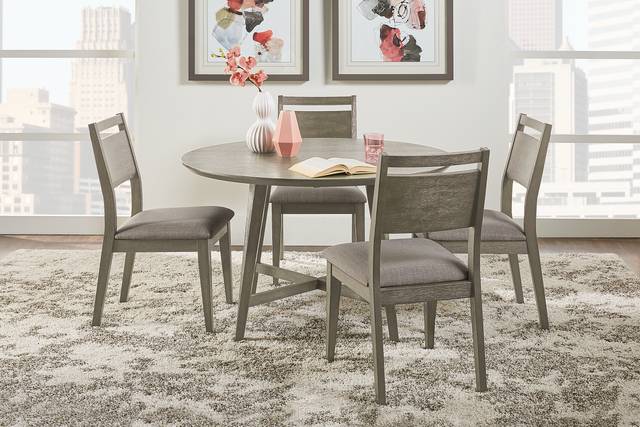 Market Street Gray 5 Pc Round Dining Set - Thumbnail - Image 1