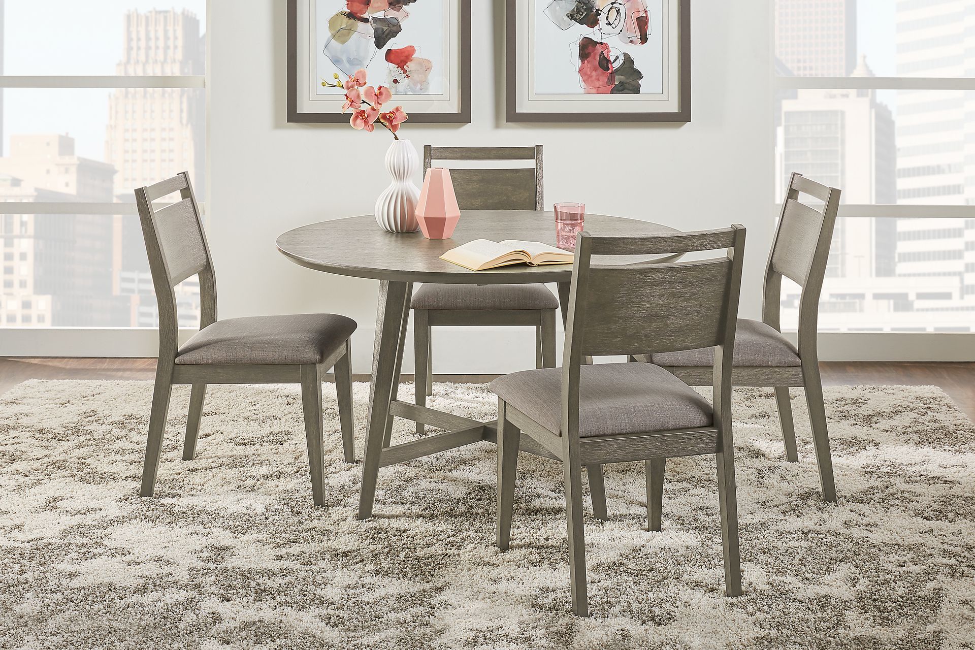 Market Street Gray 5 Pc Round Dining Set - Image 1