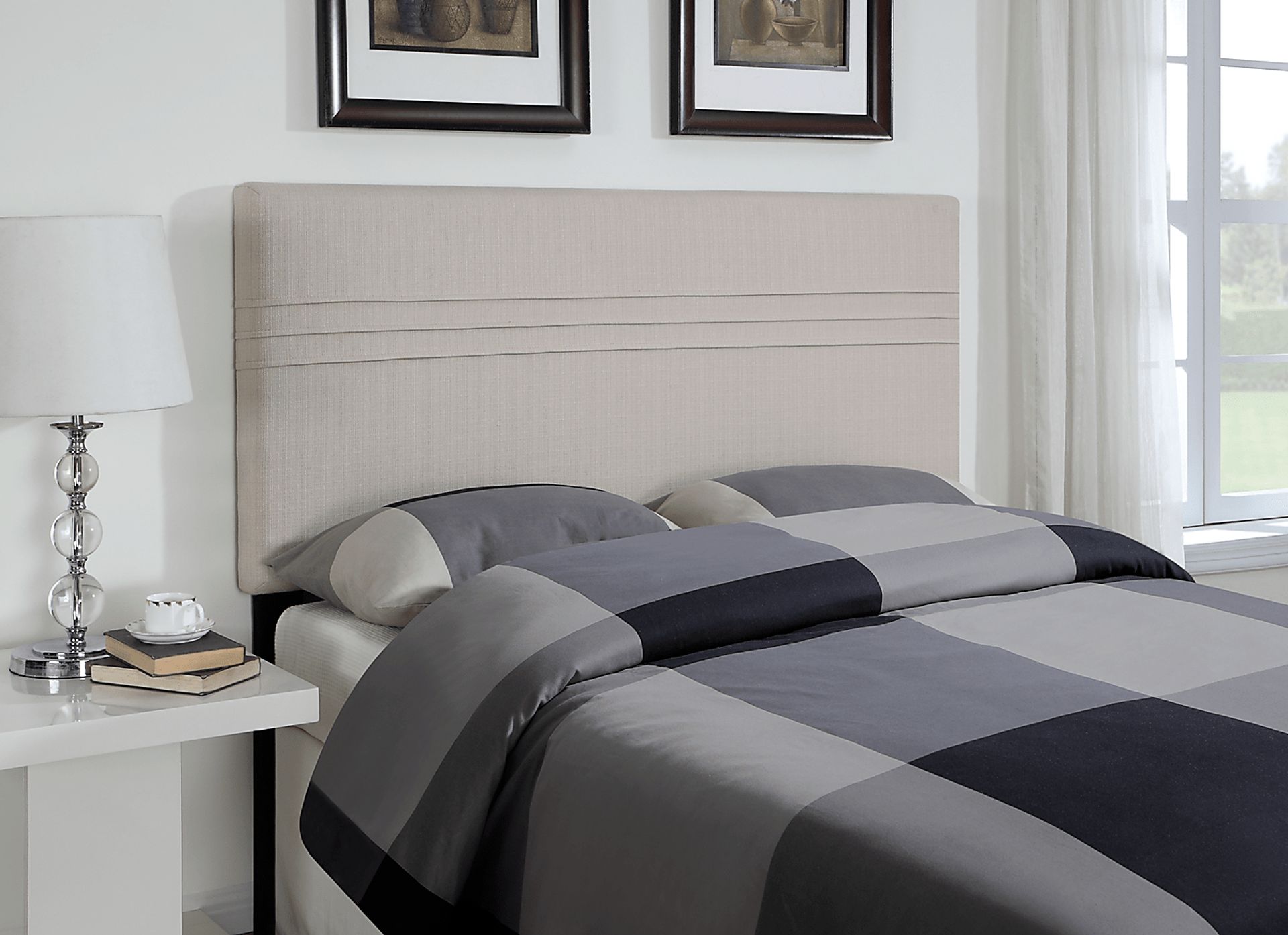 Marko Cream Queen Upholstered Headboard - Image 1