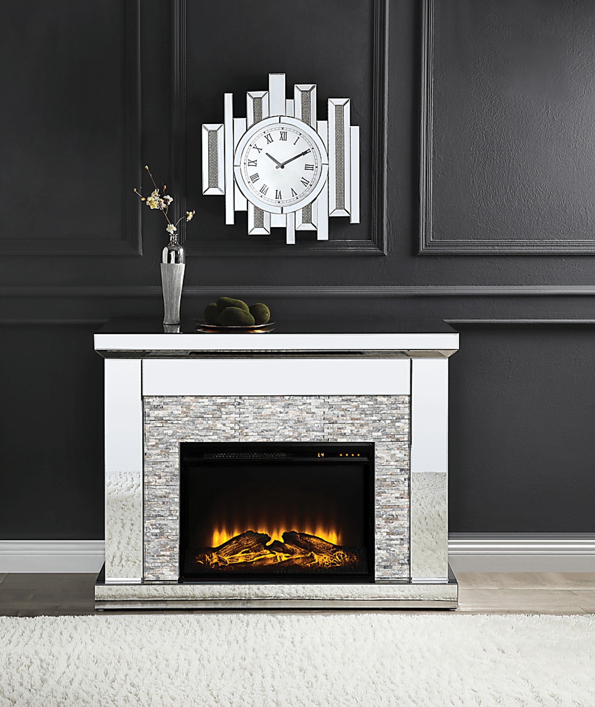 Markwood Silver 48 in. Console, With Electric Fireplace - Image 2