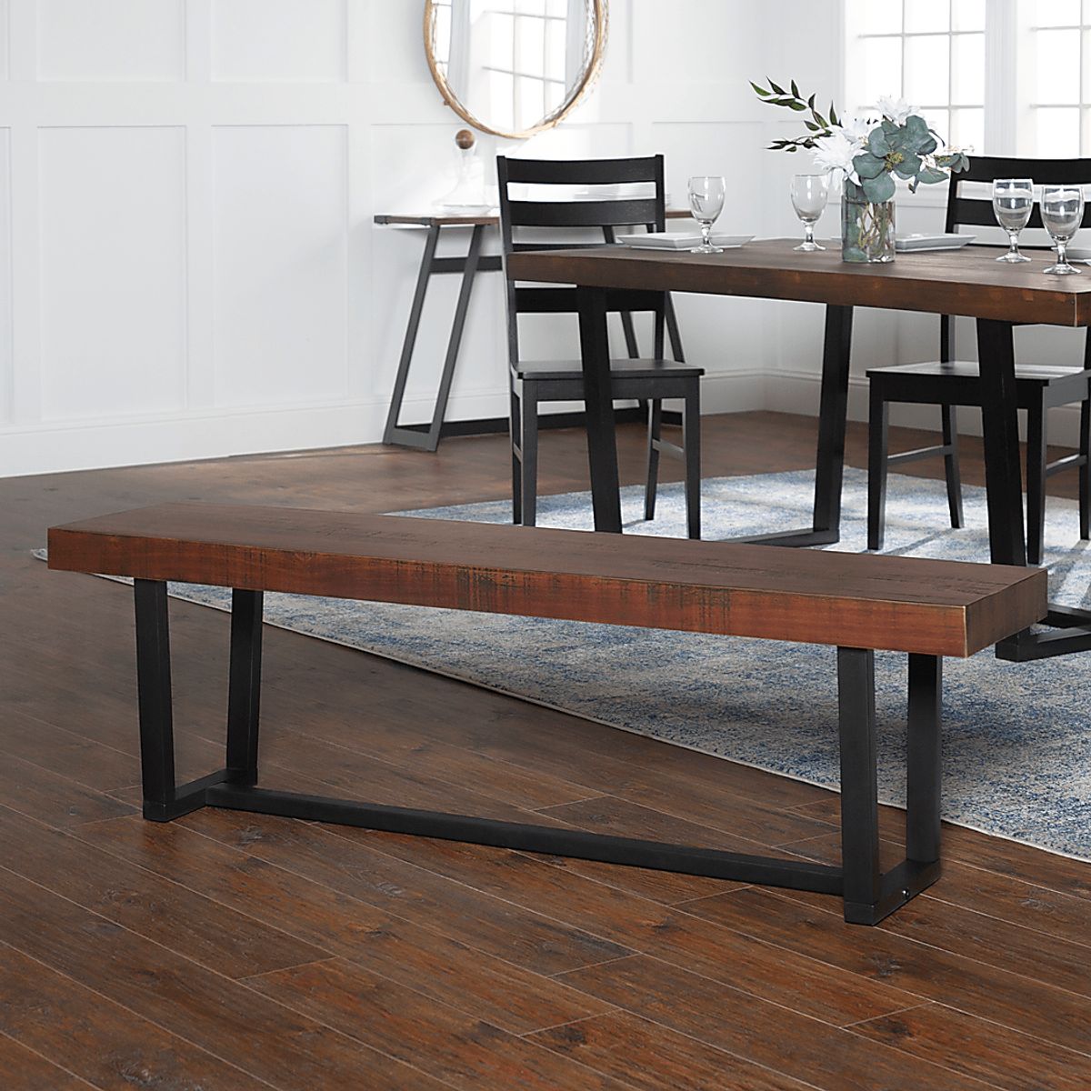 Marlinda Brown Dark Wood Dining Bench | Rooms to Go