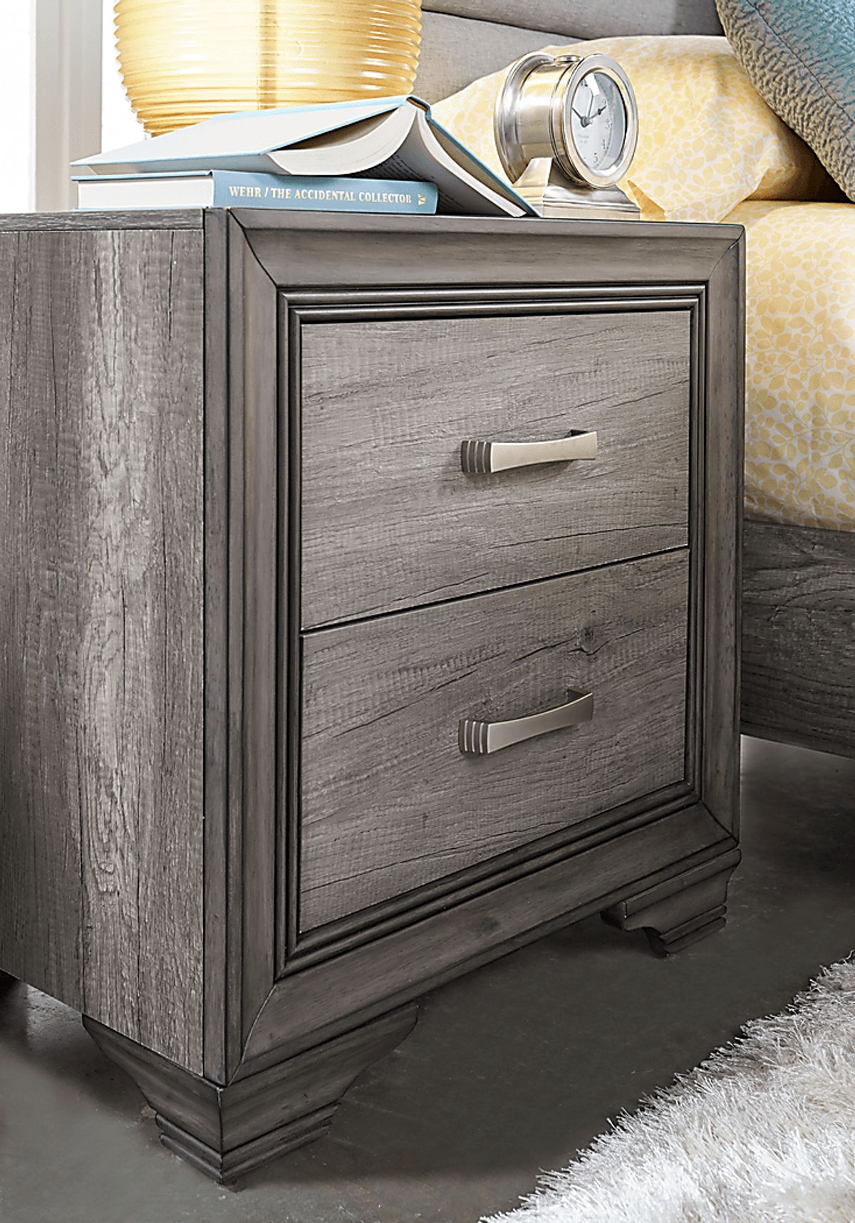 Marlow 5 Pc Gray King Bedroom Set With 3 Pc King Panel Bed, Nightstand