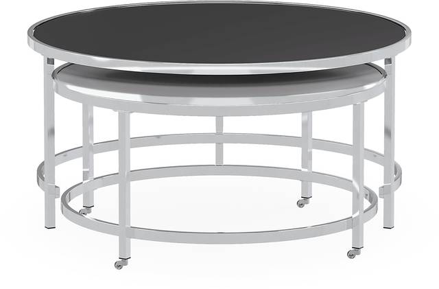 Marlow Heights Black Nesting Cocktail Table, Set of 2 - Thumbnail - Image 2