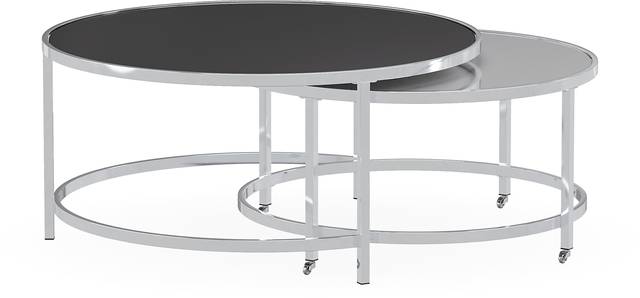 Marlow Heights Black Nesting Cocktail Table, Set of 2 - Thumbnail - Image 1
