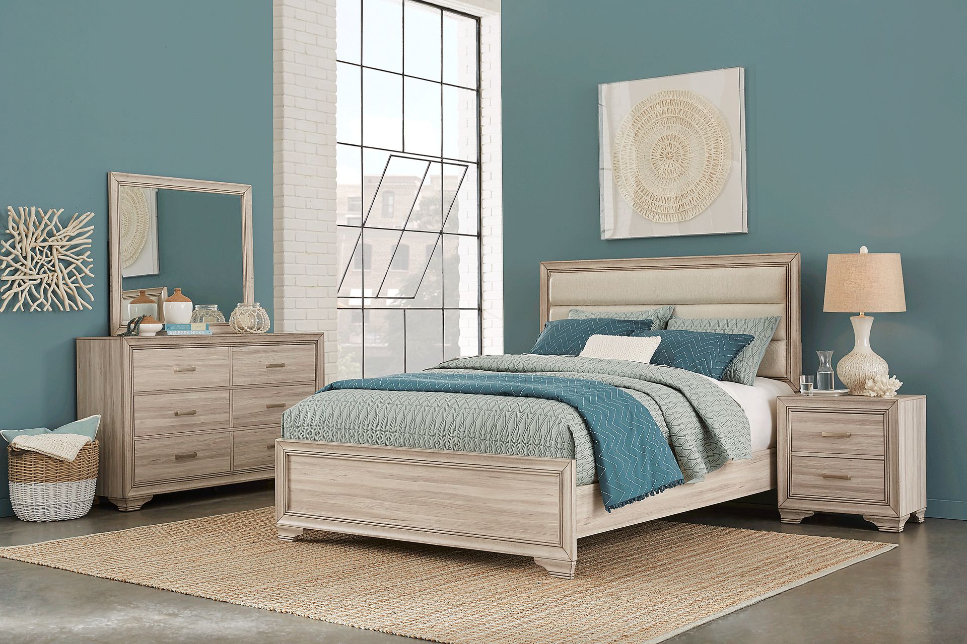 Marlow Natural 5 Pc King Panel Bedroom - Image 1