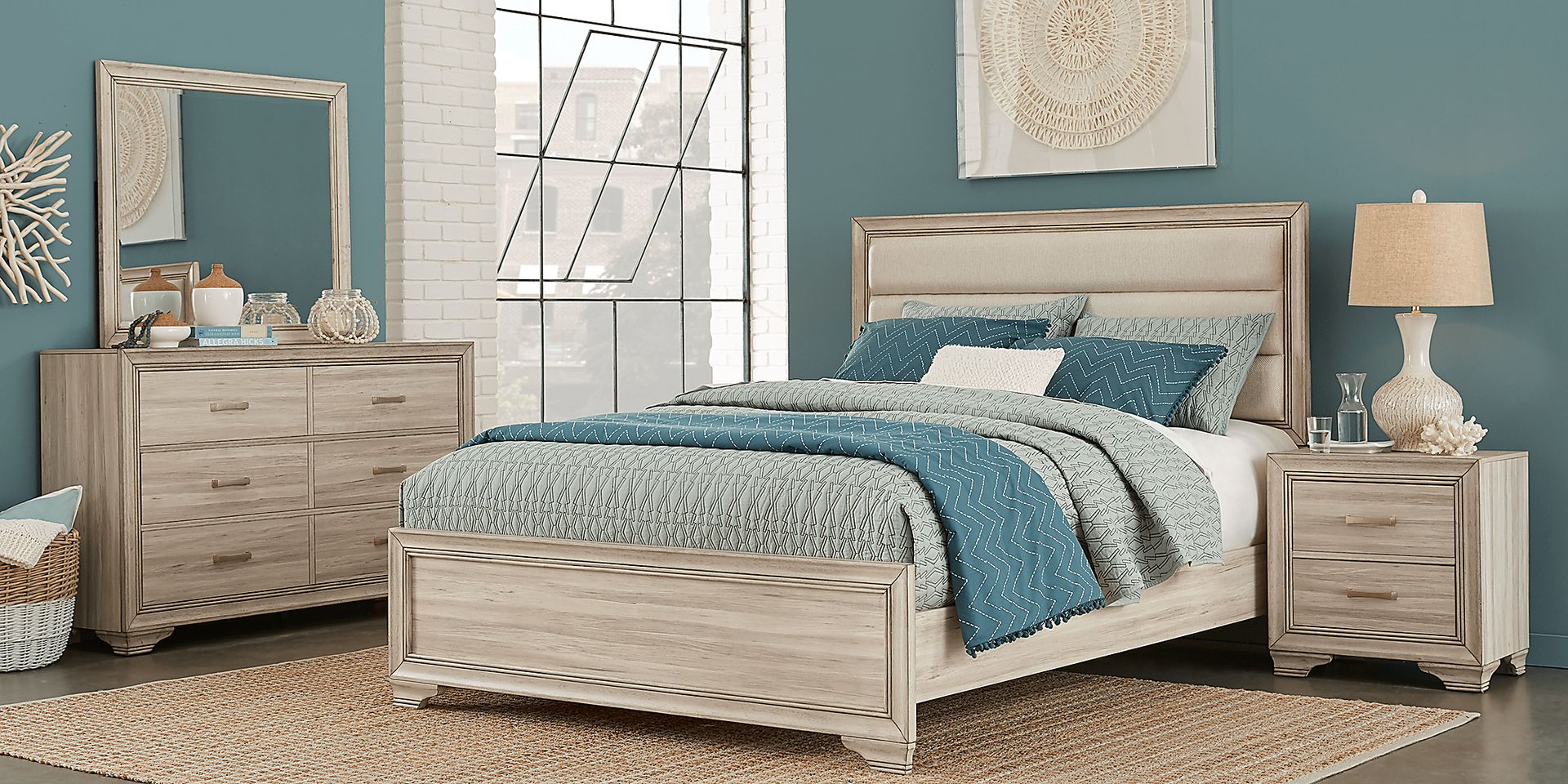 Marlow Natural 7 Pc Queen Panel Bedroom - Image 1