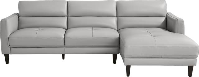 Marotta Light Gray Leather 2 Pc Sectional - Thumbnail - Image 1