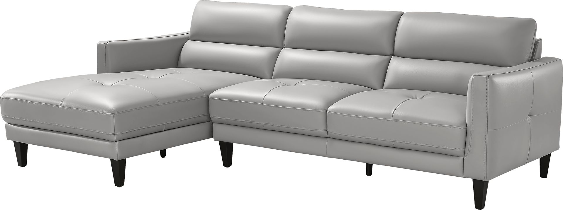 Marotta Light Gray Leather 2 Pc Sectional - Image 3
