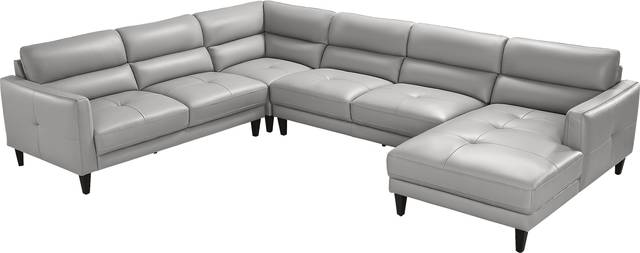 Marotta Light Gray Leather 4 Pc Sectional - Thumbnail - Image 3