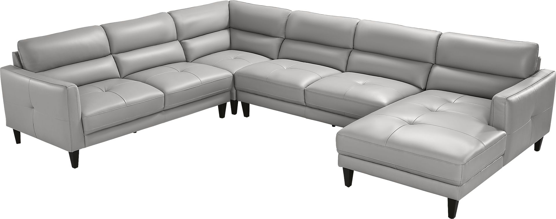 Marotta Light Gray Leather 7 Pc Sectional Living Room - Image 3
