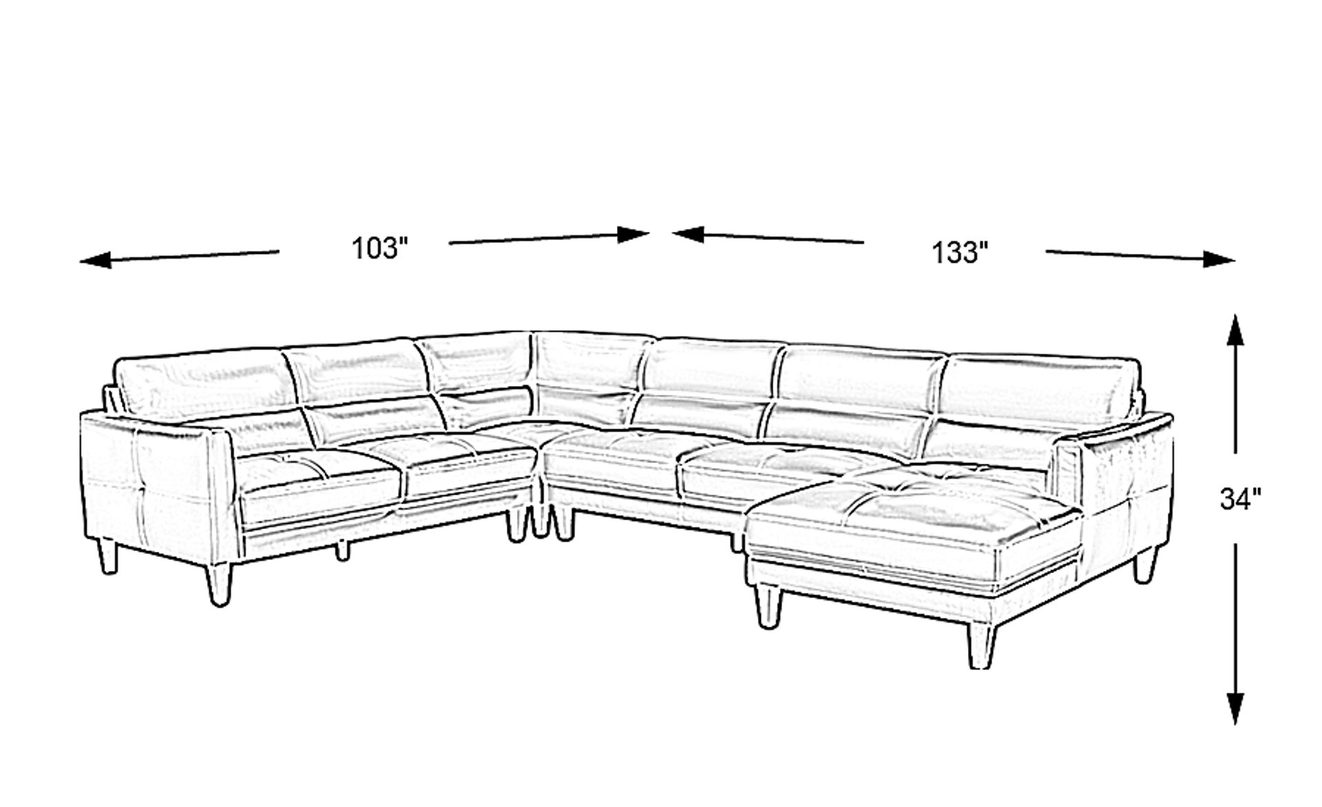 Marotta Light Gray Leather 4 Pc Right Arm Chaise Sectional | Rooms to Go