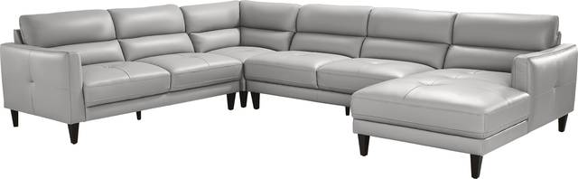 Marotta Light Gray Leather 4 Pc Sectional - Thumbnail - Image 1