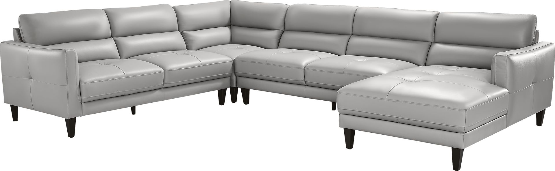 Marotta Light Gray Leather 7 Pc Sectional Living Room - Image 2