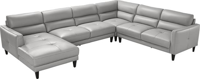 Marotta Light Gray Leather 4 Pc Sectional - Thumbnail - Image 3