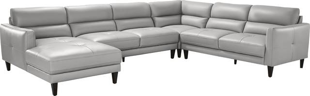 Marotta Light Gray Leather 4 Pc Sectional - Thumbnail - Image 1