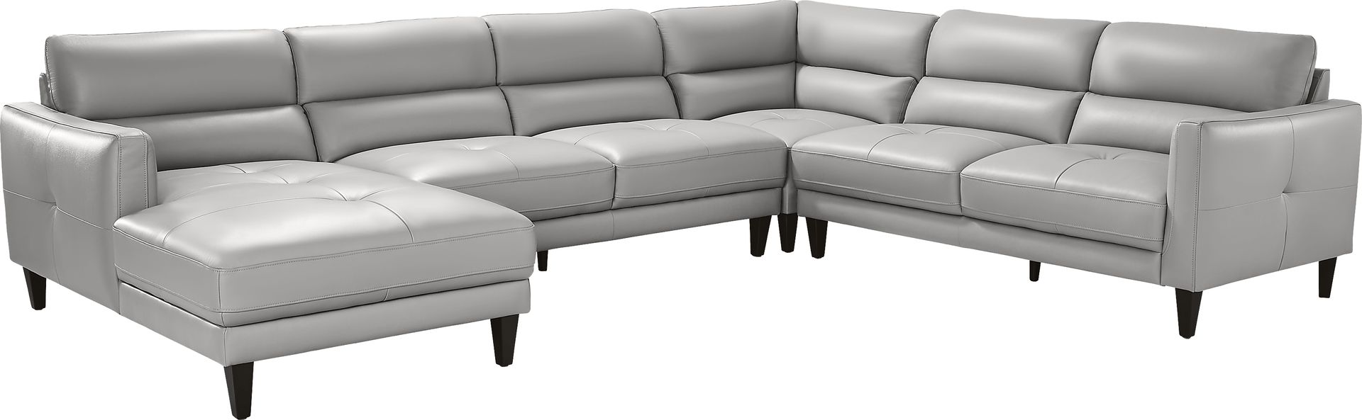 Marotta Light Gray Leather 4 Pc Sectional - Image 1