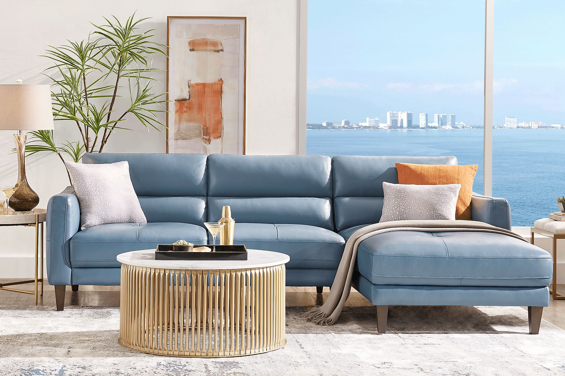 Marotta Ocean Leather 2 Pc Sectional - Image 2