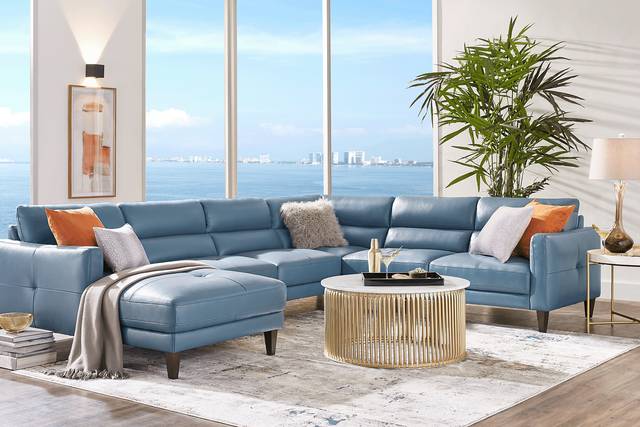 Marotta Ocean Leather 4 Pc Sectional - Thumbnail - Image 2