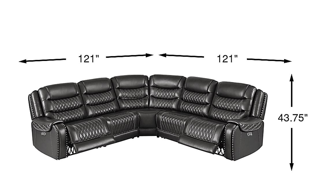 Marquee Leather 5 Pc Triple Power Reclining Sectional