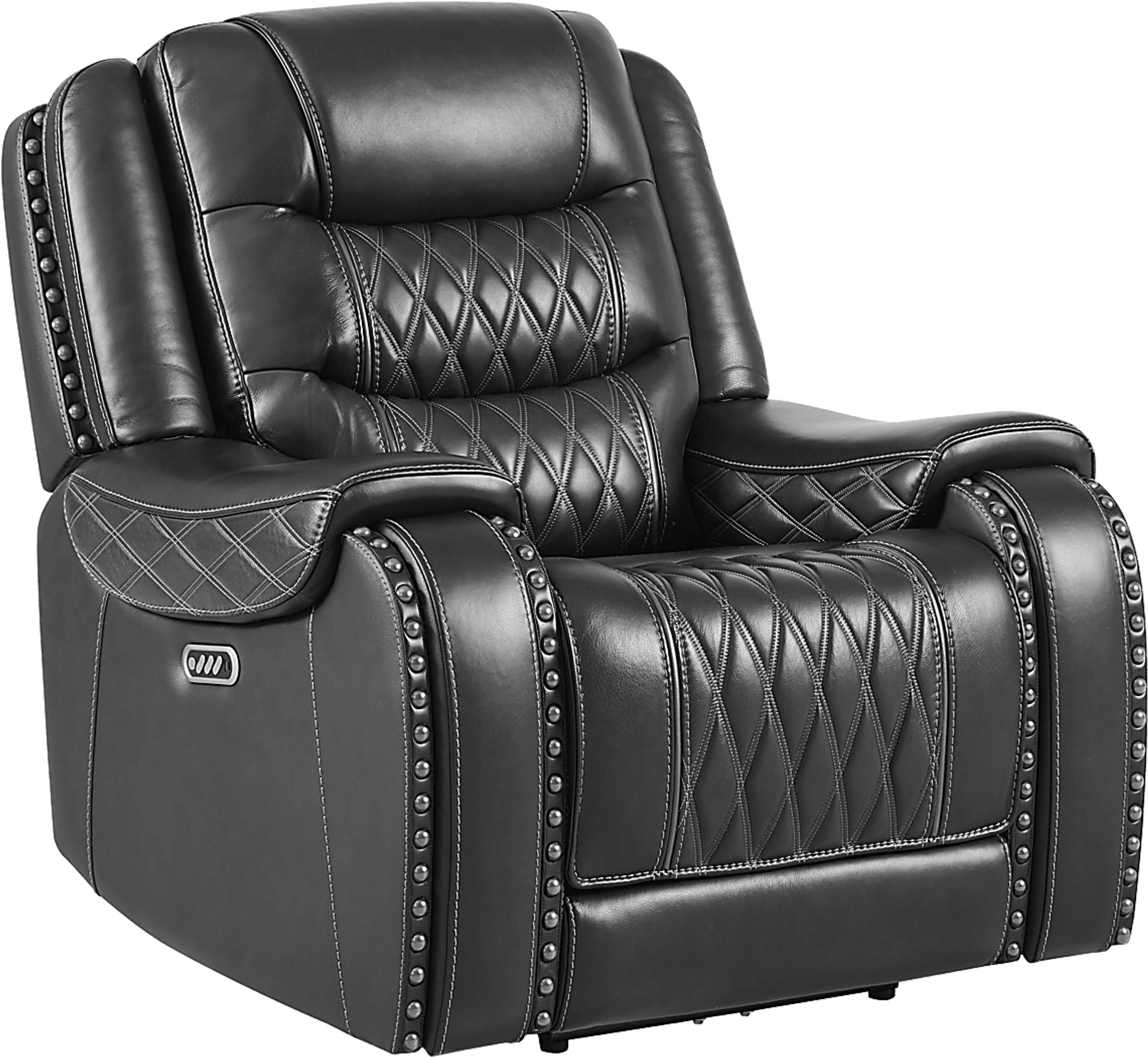 Marquee Black Leather Triple Power Recliner - Image 3