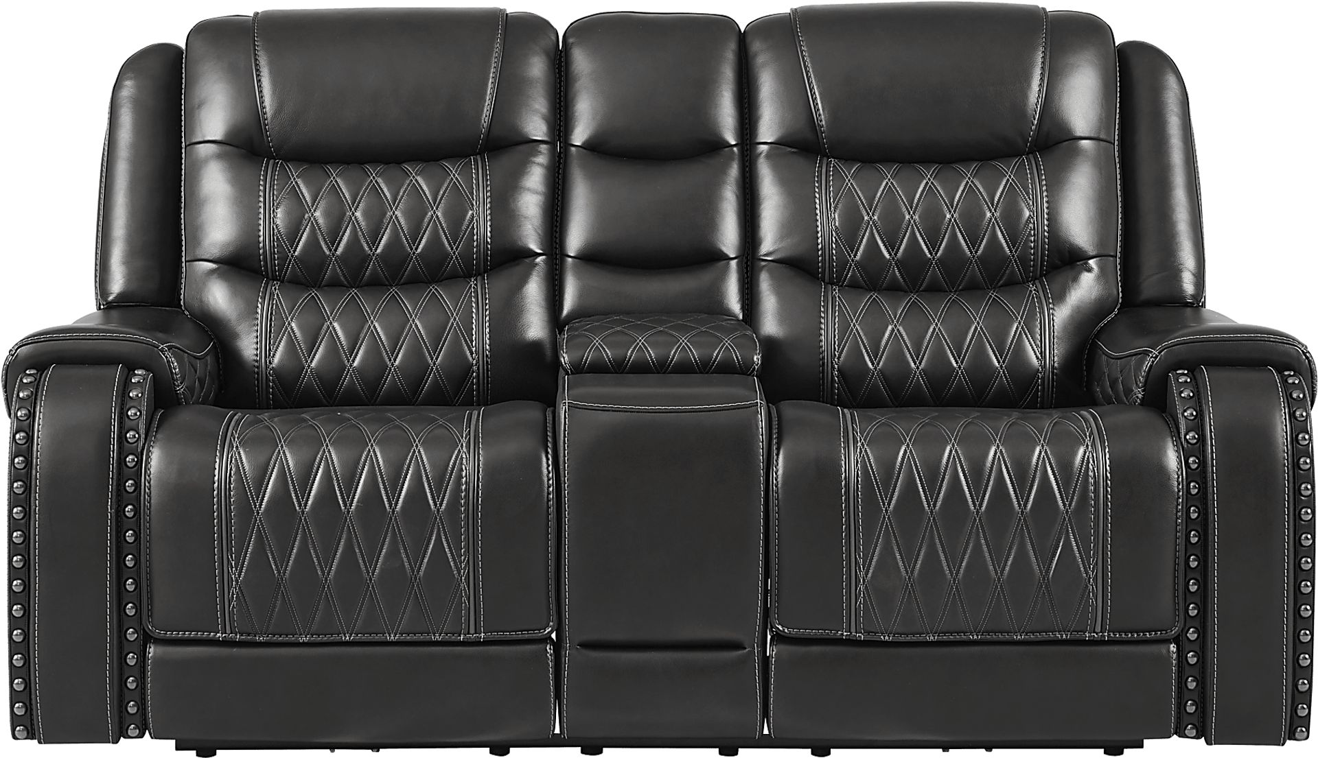 Marquee Black Leather Triple Power Reclining Loveseat - Image 2