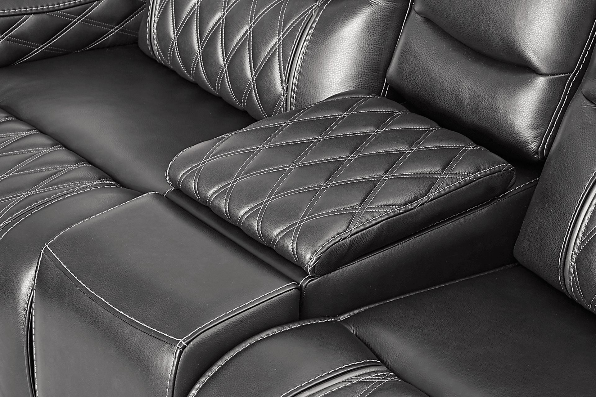 Marquee Black Leather Triple Power Reclining Loveseat - Image 5