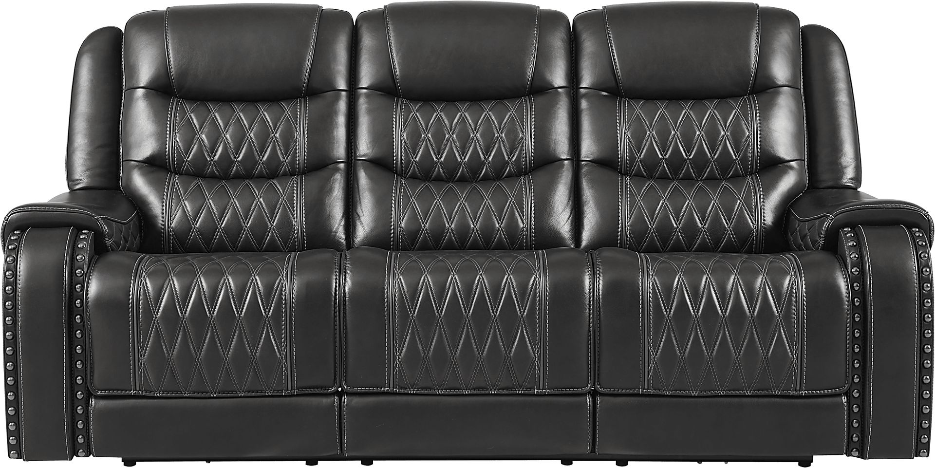 Marquee Black Leather 5 Pc Triple Power Reclining Living Room with Reclining Loveseat - Image 4