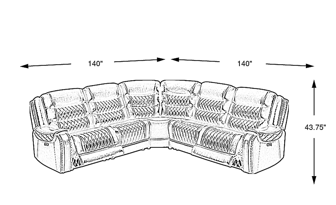 Marquee Leather 5 Pc Triple Power Reclining Sectional