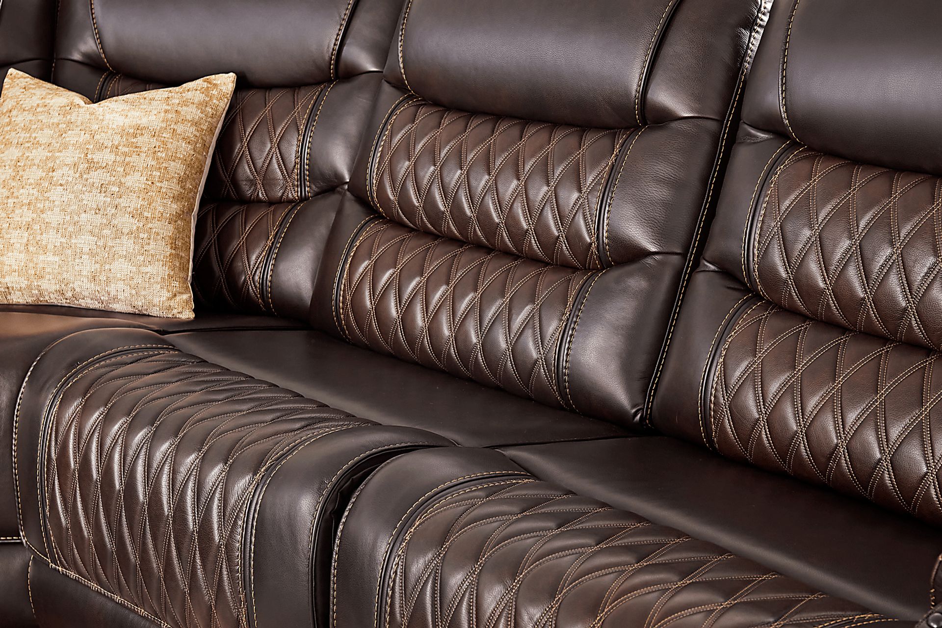 Marquee Brown 6 Pc Leather Triple Power Reclining Sectional - Image 9