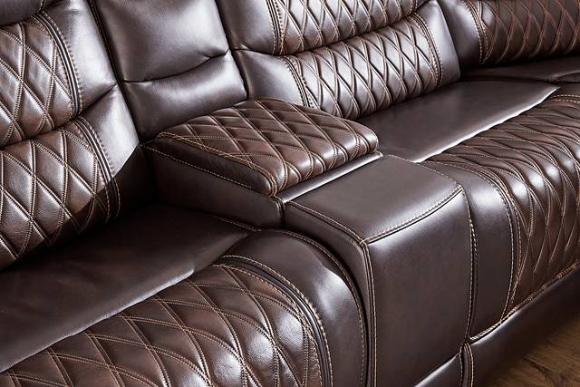 Marquee Brown 9 Pc Leather Triple Power Reclining Sectional Living Room - Thumbnail - Image 6