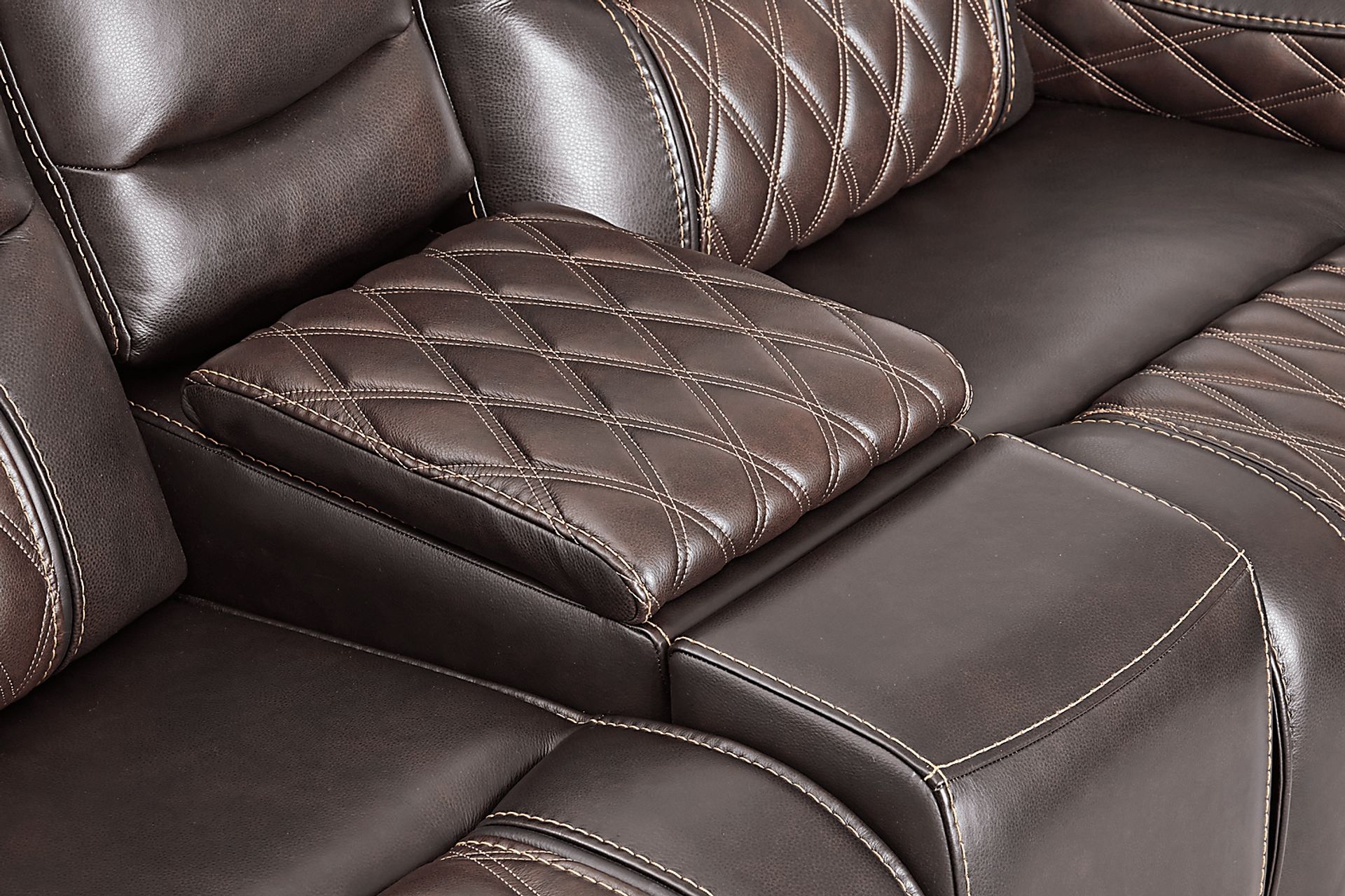 Marquee Brown 7 Pc Leather Triple Power Reclining Sectional - Image 8