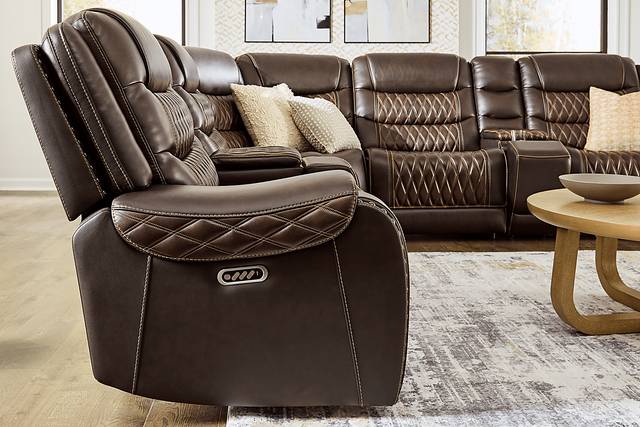 Marquee Brown 7 Pc Leather Triple Power Reclining Sectional - Thumbnail - Image 4
