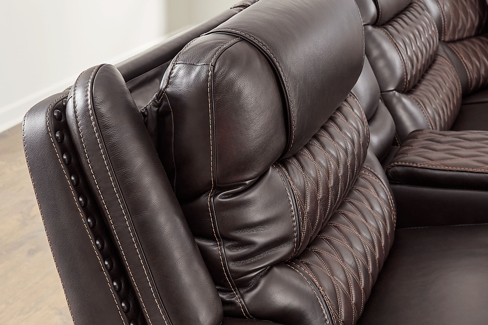 Marquee Brown 7 Pc Leather Triple Power Reclining Sectional - Image 5
