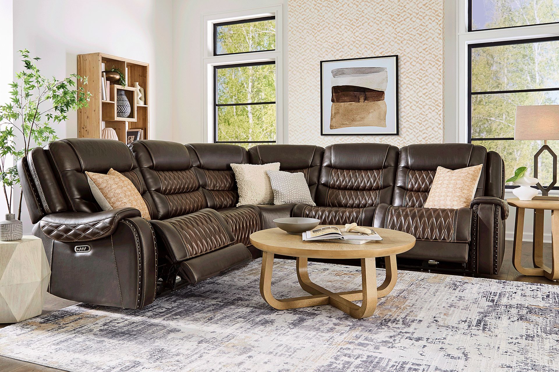 Marquee Brown 8 Pc Leather Triple Power Reclining Sectional Living Room - Image 1
