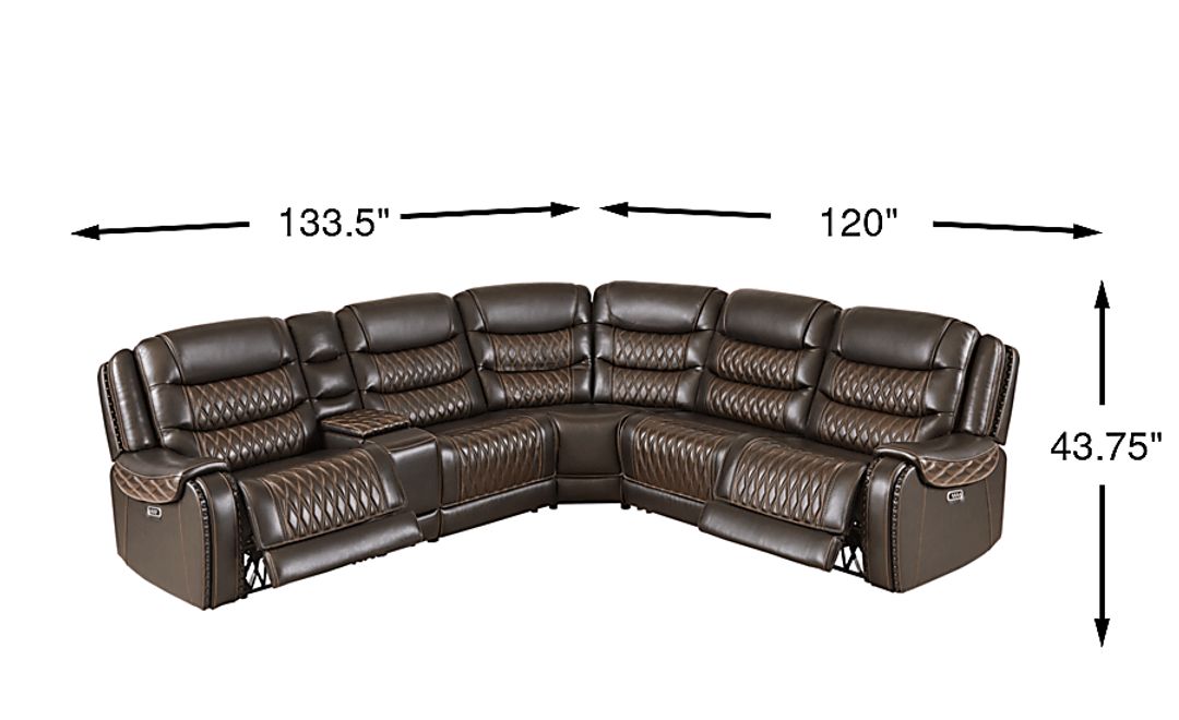 Marquee Leather 6 Pc Triple Power Reclining Sectional