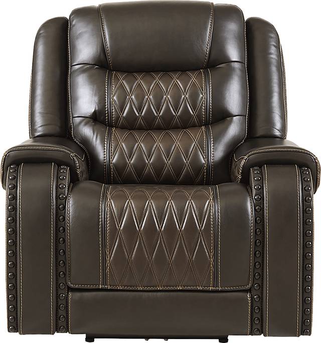 Marquee Brown Leather Triple Power Recliner - Thumbnail - Image 3
