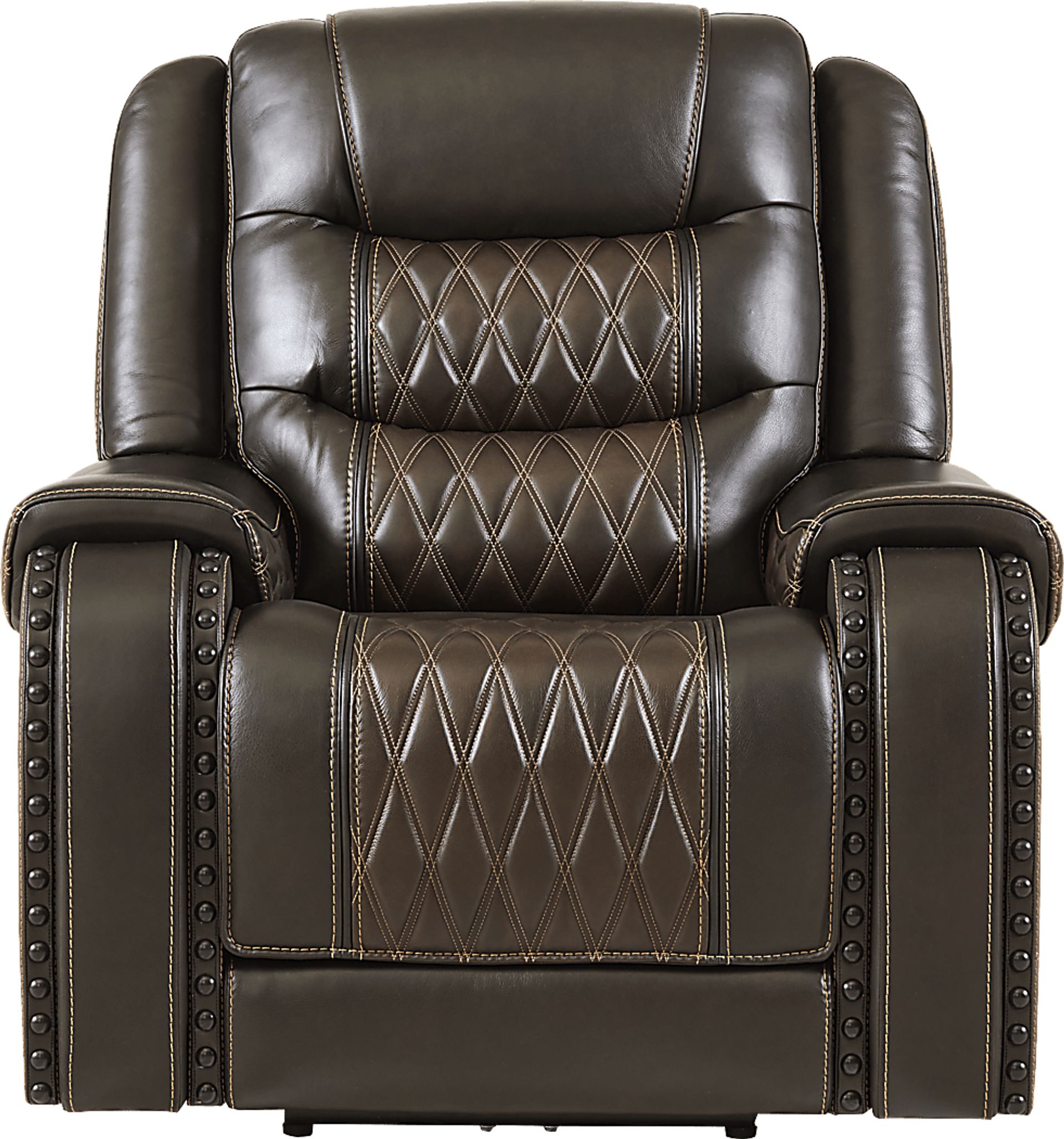 Marquee Brown Leather Triple Power Recliner - Image 3