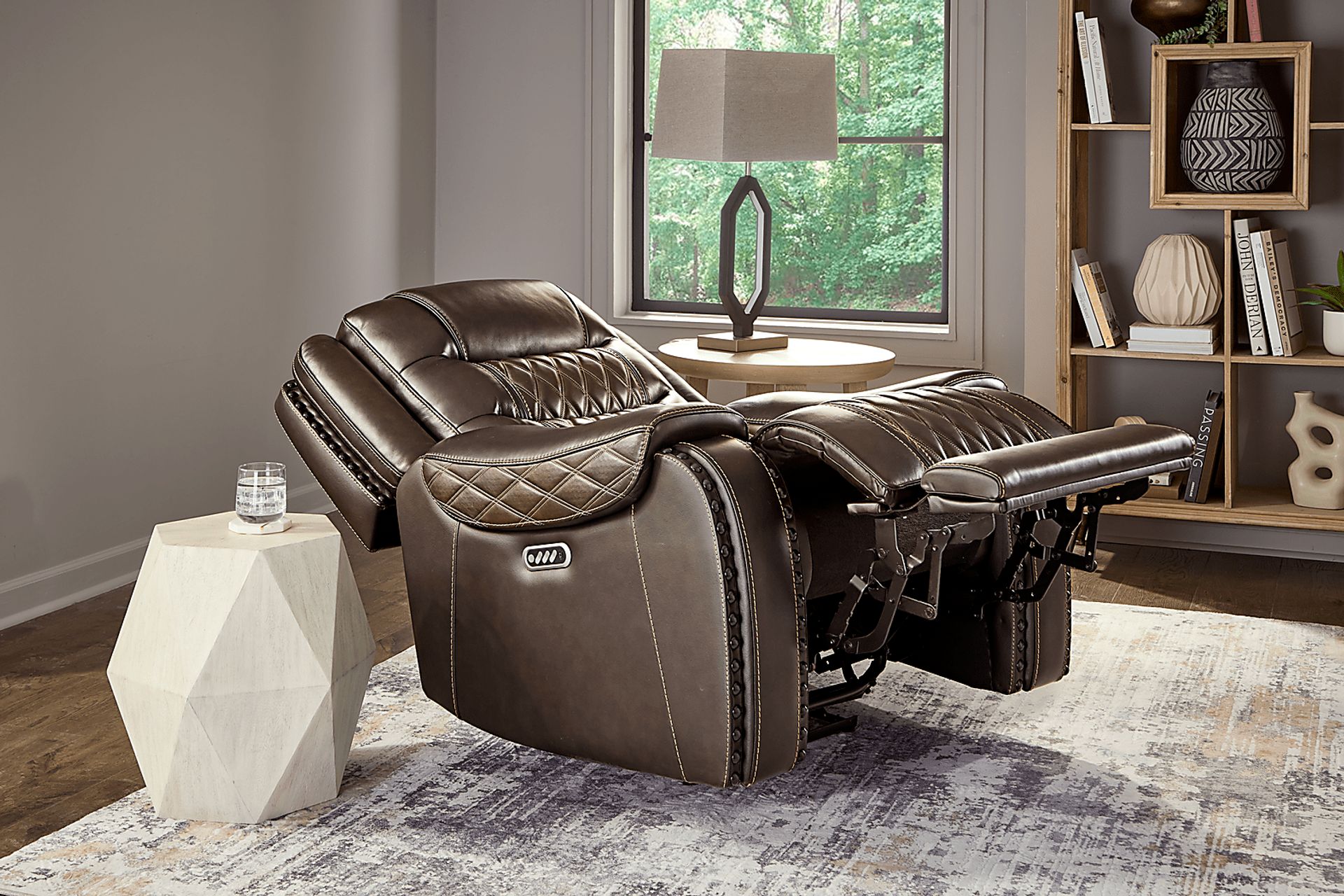 Marquee Brown Leather Triple Power Recliner - Image 6