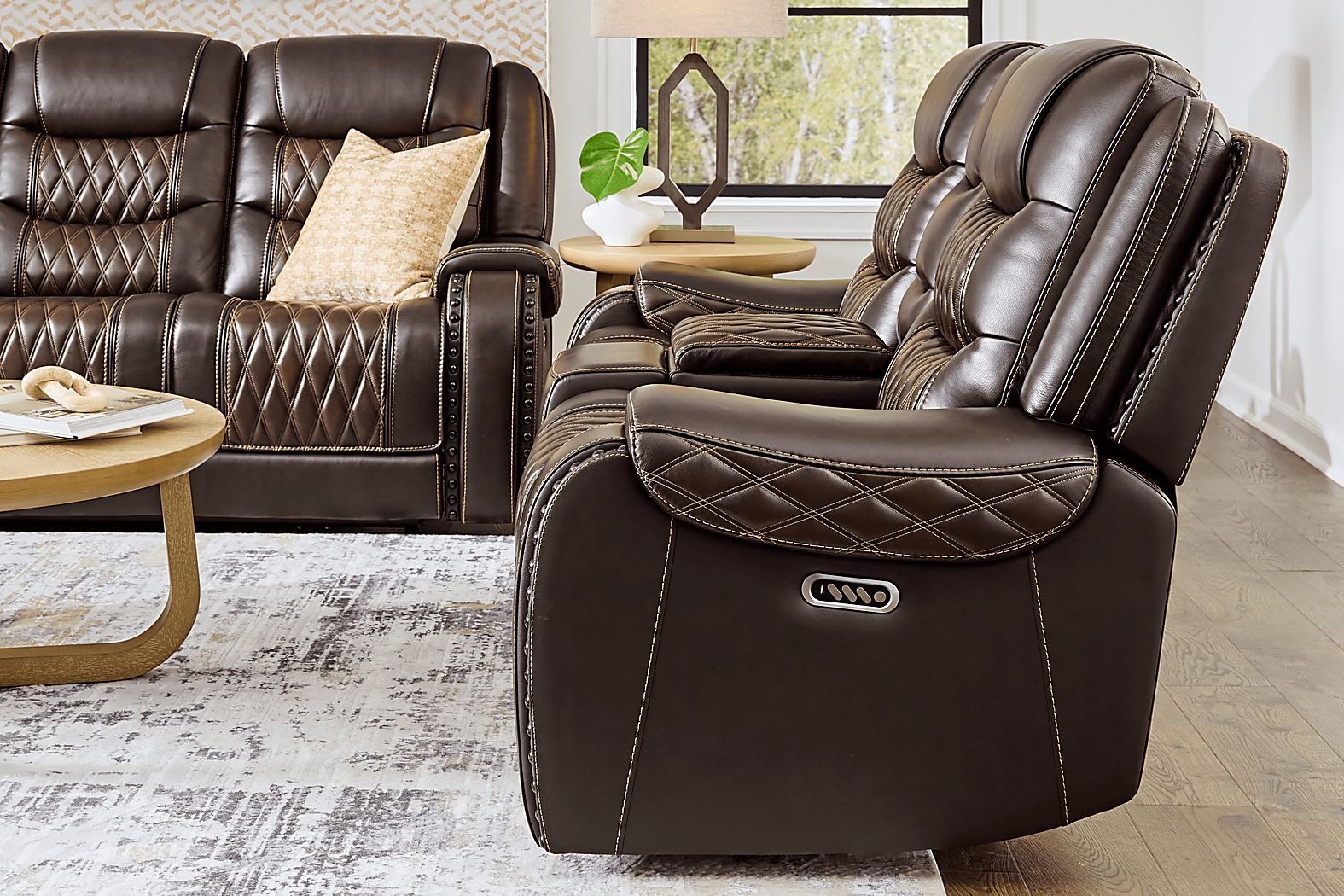 Marquee Leather Triple Power Reclining Living Room Set - Thumbnail 2