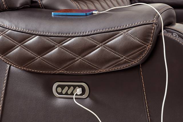 Marquee Brown Leather Triple Power Reclining Loveseat - Thumbnail - Image 4