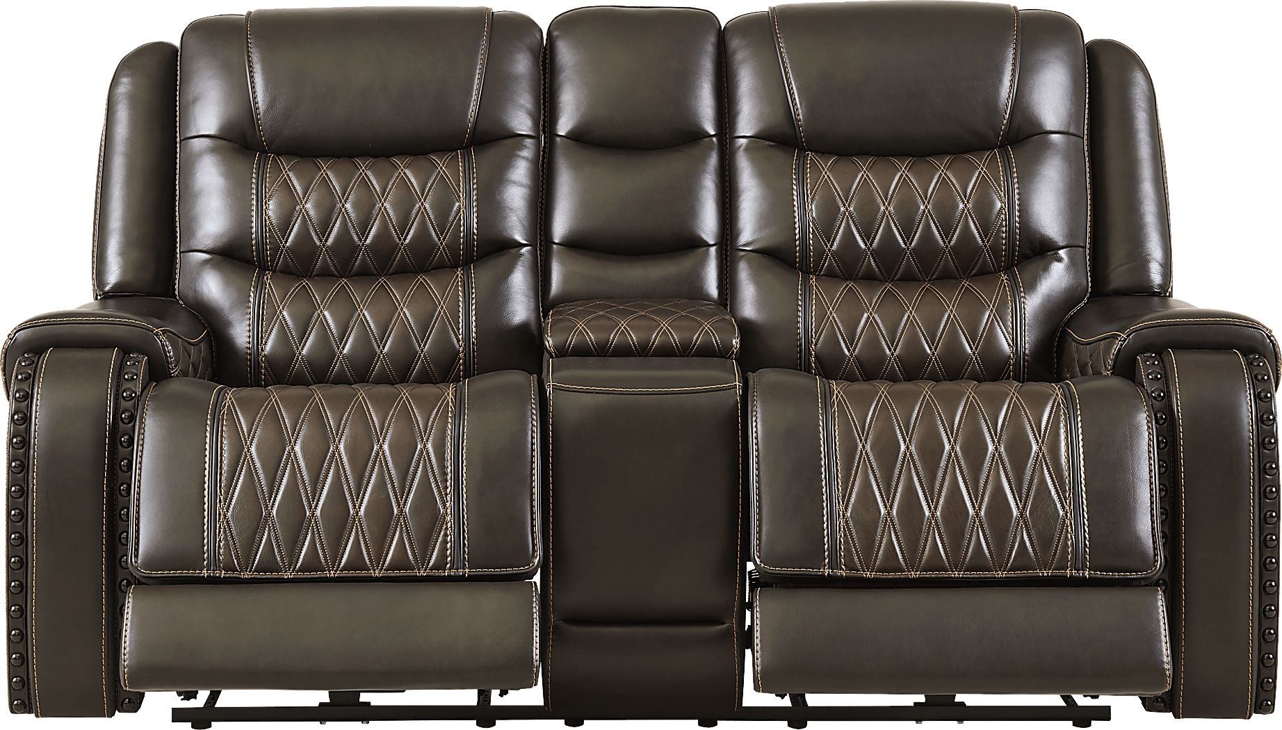 Marquee Brown Leather Triple Power Reclining Loveseat