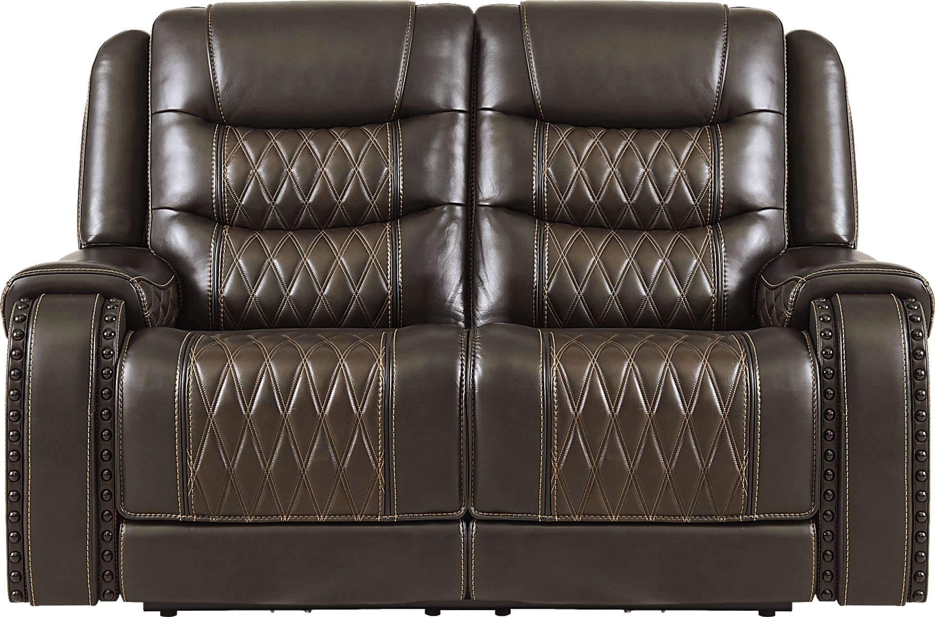 Marquee Brown Leather Reclining Loveseat - Image 2