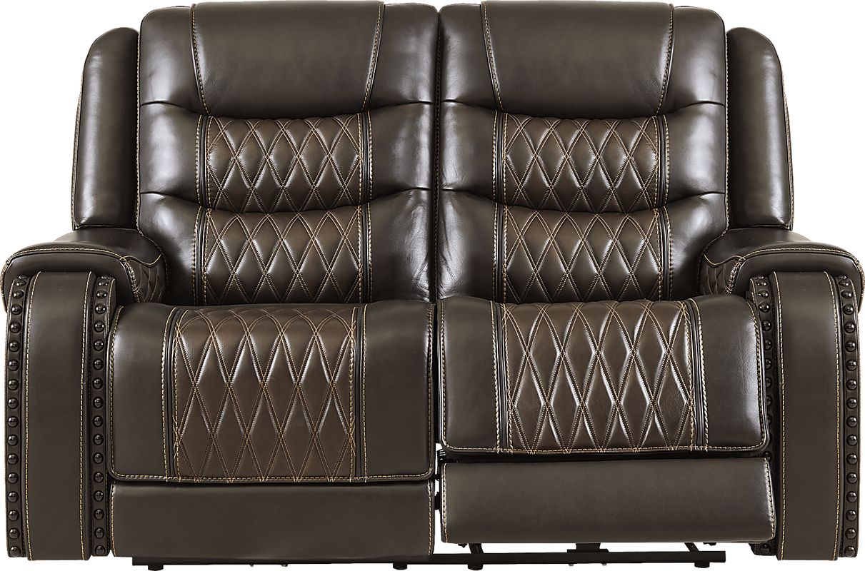 Marquee Brown Leather Reclining Loveseat
